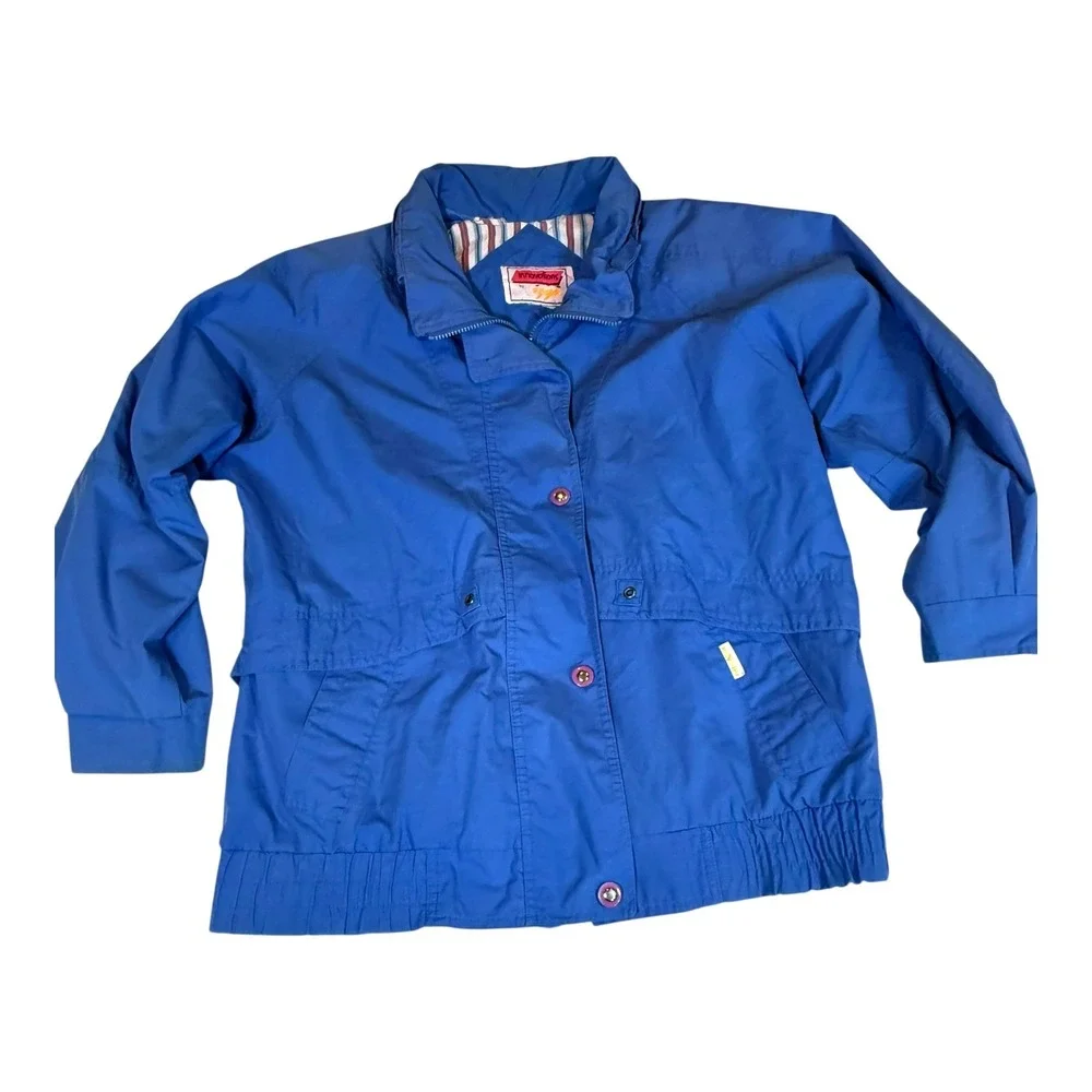 Vintage Innovations by MG Blue‎ Windbreaker Jacket Women's Retro 80s 90s Pockets